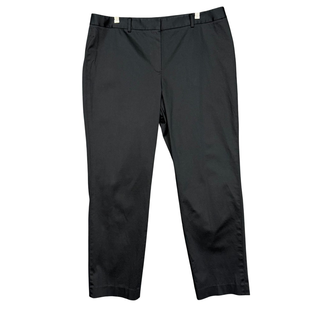 Lafayette 148 New York Trousers Women 14 Black Cotton Blend Tapered Professional